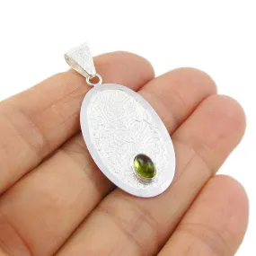 Maria Belen Silver and Peridot Pendant Necklace