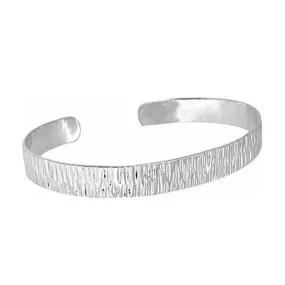 Men's Silver Bangle Bracelet | Texture Sterling Silver Cuff Bangle