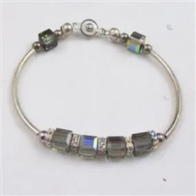 Meridian Blue Swarovski Crystal Cube Bangle Bracelet