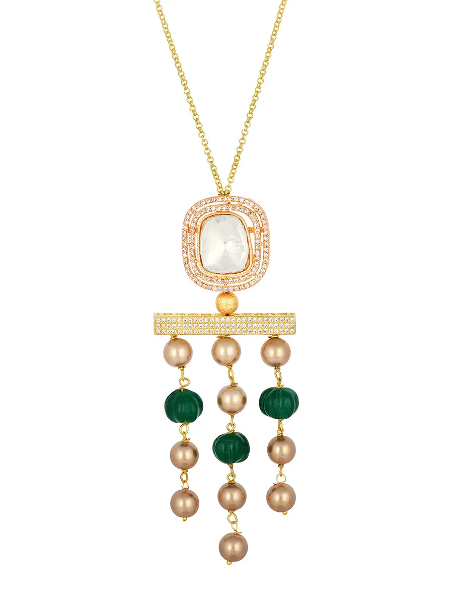 Micron gold polished brass, Kundan Polki Necklace