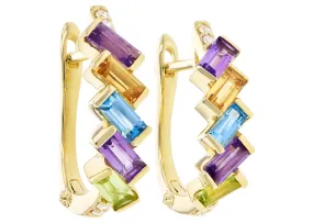 Mixed Gemstone Huggie Earrings