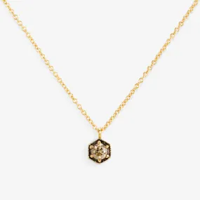 N9903BR | 3.5mm Brown Diamond Hexagon Necklace