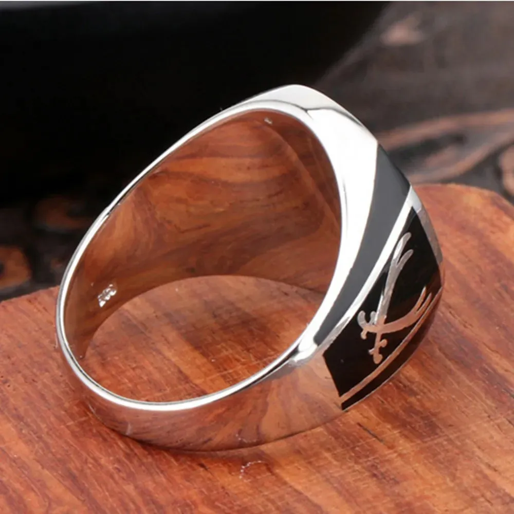 New 100% Solid Real S925 Pure Silver Men Ring Black High Quality Onyx, Fashion,Couple, Gift