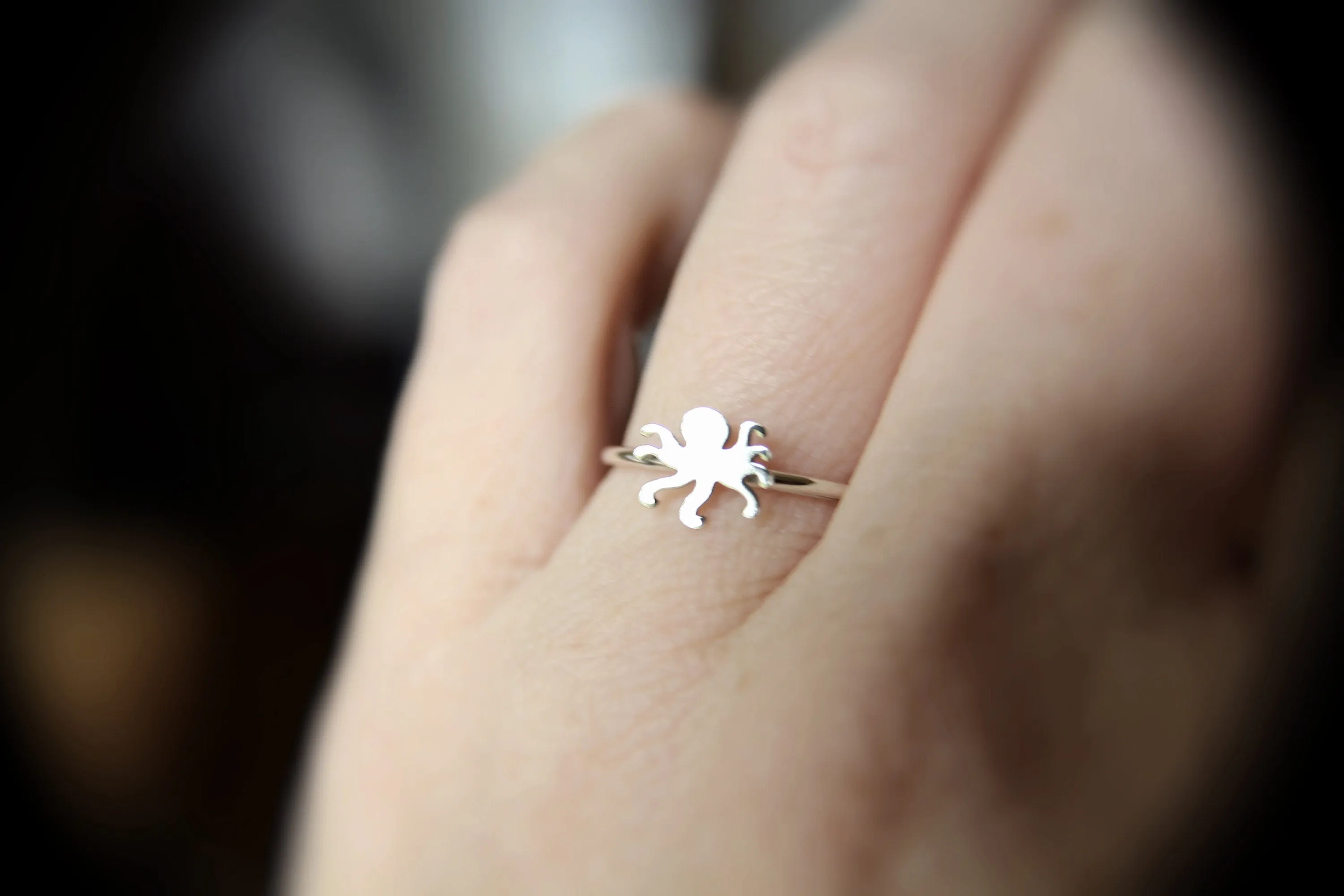 Octopus Ring, Sterling Silver Octopus Ring, Minimalistic Tiny Octopus Ring, cephalopod Jewelry, cephalopod Ring, Ocean Jewelry, gift