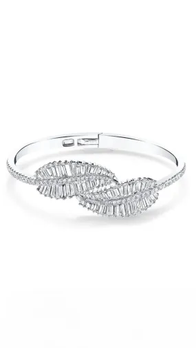 Palm Leaf Diamond Bracelet in White Gold