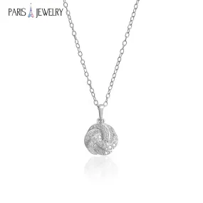 Paris Jewelry 1/8 Carat Diamond Knot Necklace in Sterling Silver - 18"