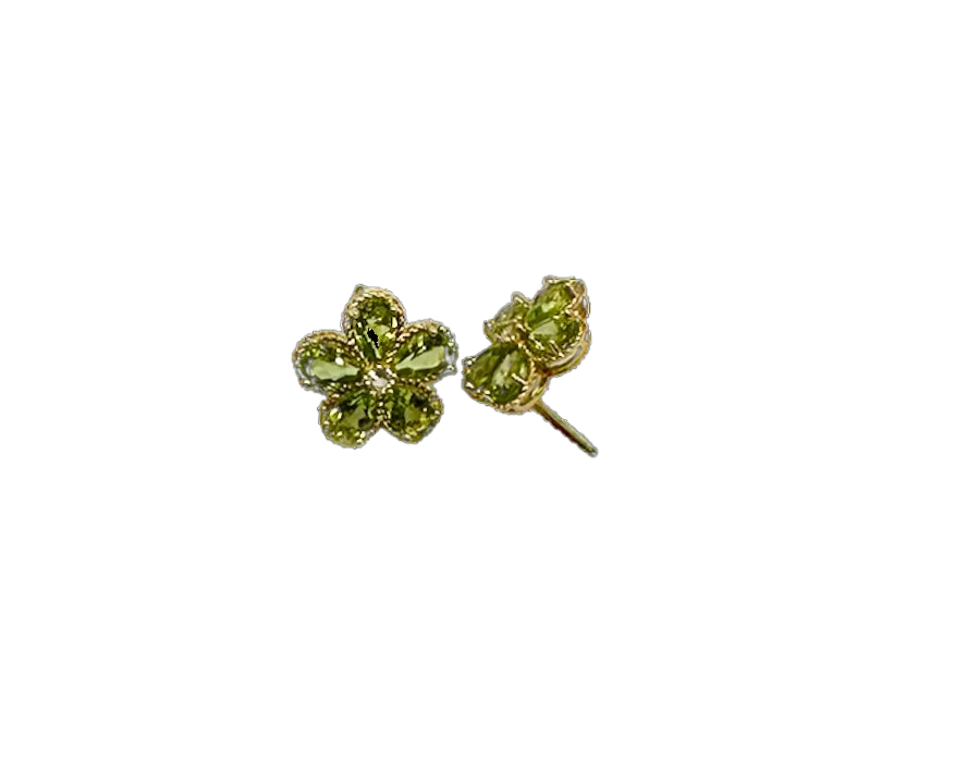 Pear-Shaped Peridot Flower Earrings