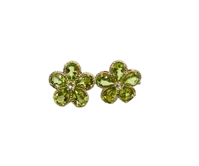 Pear-Shaped Peridot Flower Earrings