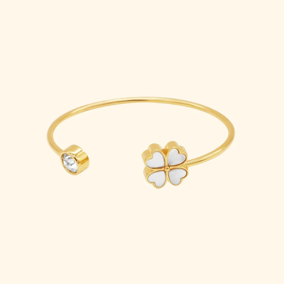 Pearl Clover Lux Crystal Bangle