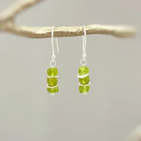 Peridot Earrings dangle, sterling silver