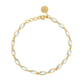 Rainbow Moonstone Rectangle Bracelet In 18K Yellow Gold