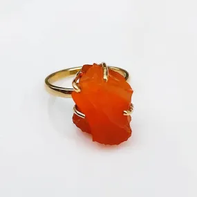 Raw Carnelian Crystal Ring