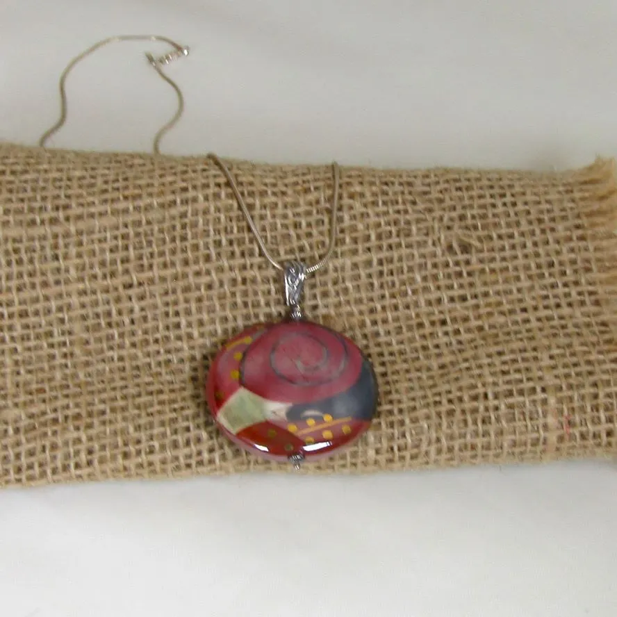 Red LHandmade Pendant Necklace Handmade