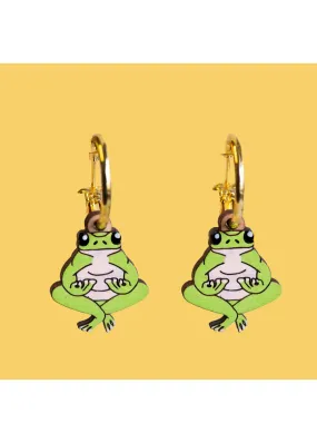 Robin Valley - Zen Frog Wood Hoop Earrings