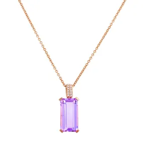 Rosa Mer Collection Octagon 4.55ct Purple Amethyst & Diamond Pendant | 9K Rose Gold