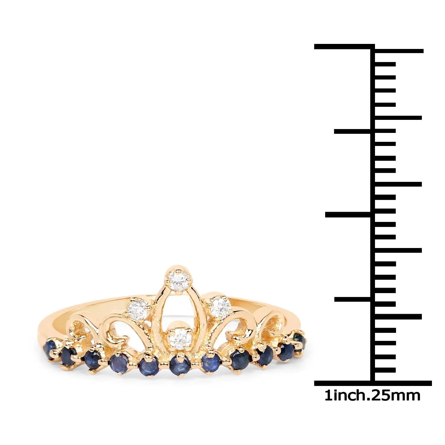 Sapphire and Diamond Tiara Ring in 14K Yellow Gold