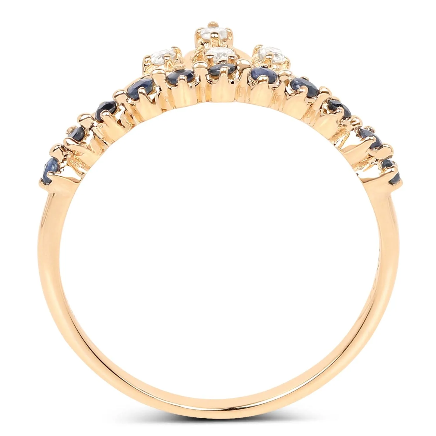 Sapphire and Diamond Tiara Ring in 14K Yellow Gold