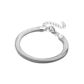 Silver Stainless Steel Snake 6mm Bracelet (Circumference 18cm) 銀色不銹鋼6毫米蛇骨手鍊 (鍊長 18cm) KJBR16278