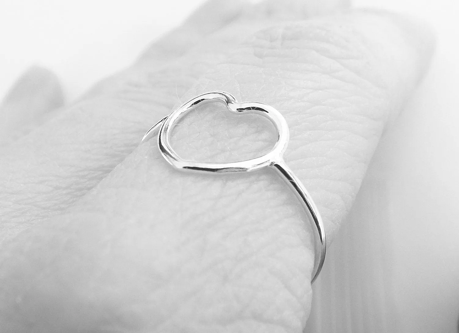 Simple Slim Silver Heart Ring, Heart Ring, Simple Heart, Slim Ring, Heart Jewelry, Heart, Open Heart Ring, Little Heart Ring, Love Ring,Gift