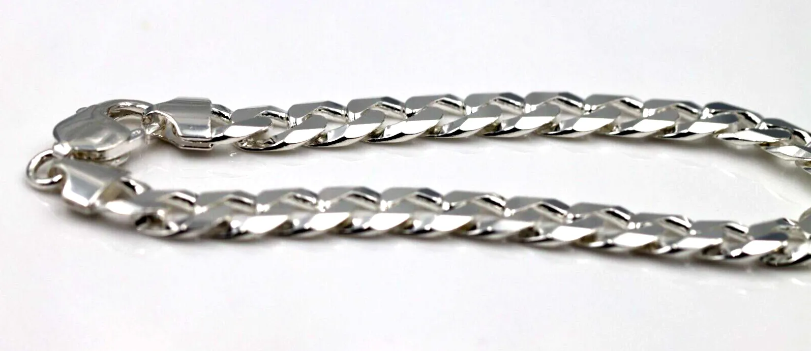 Solid Sterling Silver 925 8mm Wide Flat Kerb Curb Bracelet 20cm (last one)