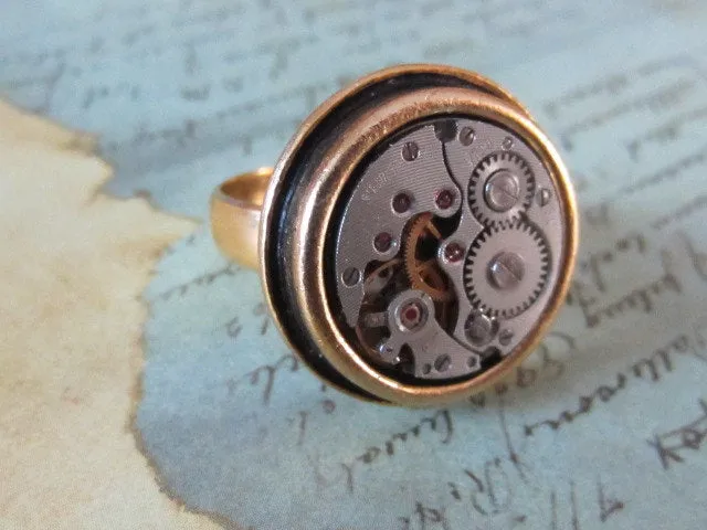 Sphere- Steampunk Ring - Repurposed - recycled