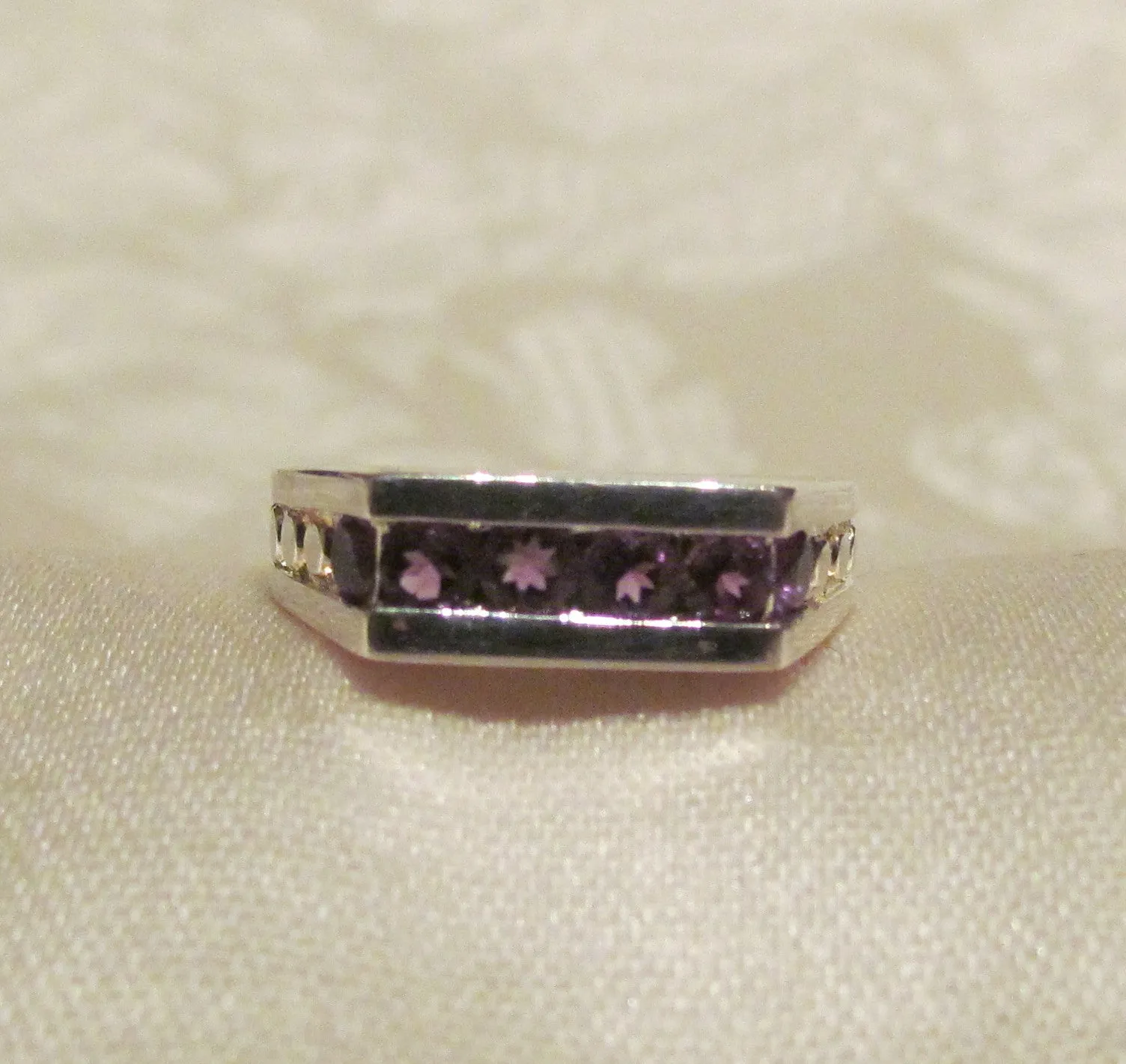 Sterling Silver Amethyst Ring 6 Round Cut .50ct Amethyst Ring  Size 7