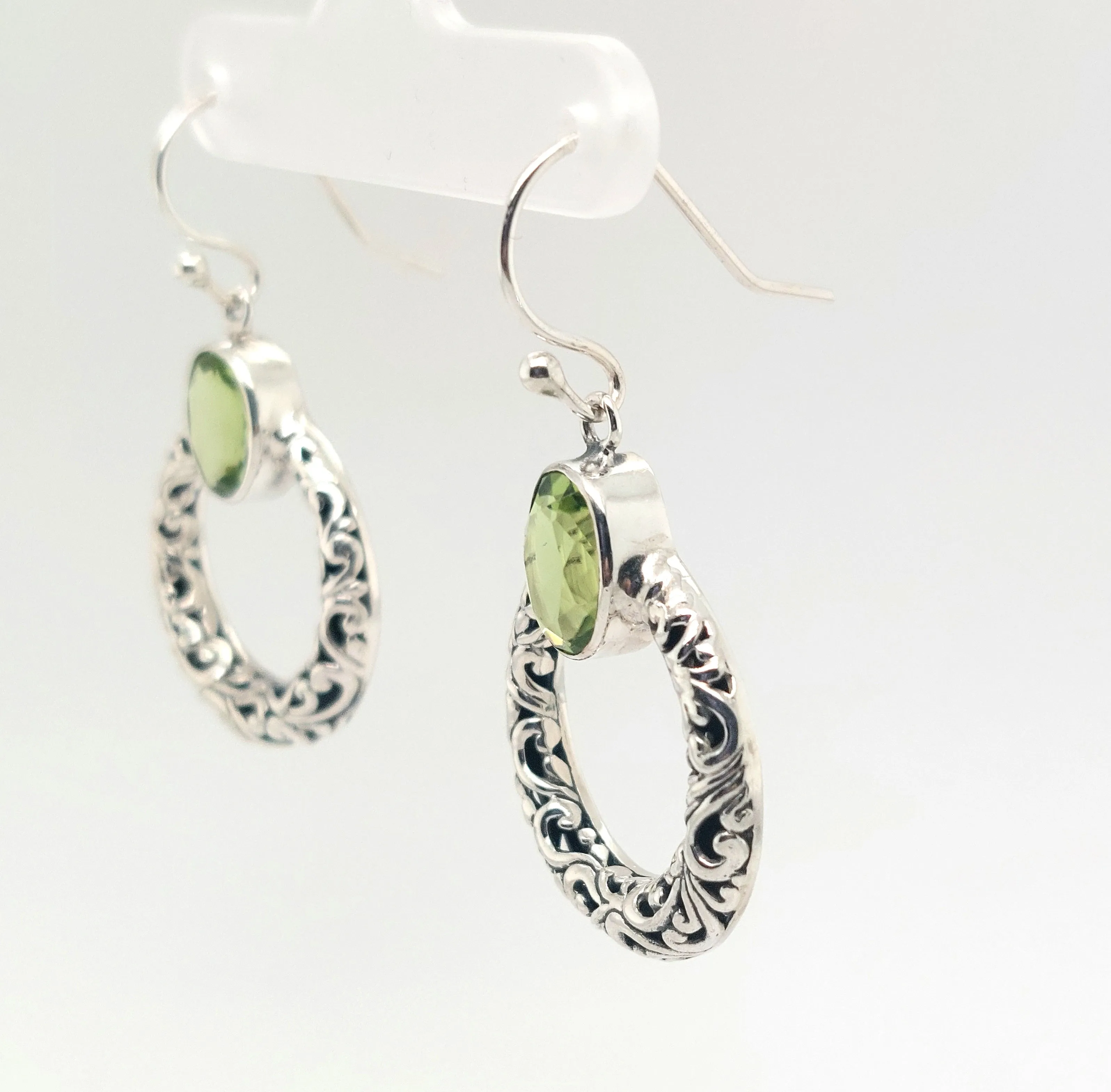 Sterling Silver Peridot "Sacred Circle Earrings"