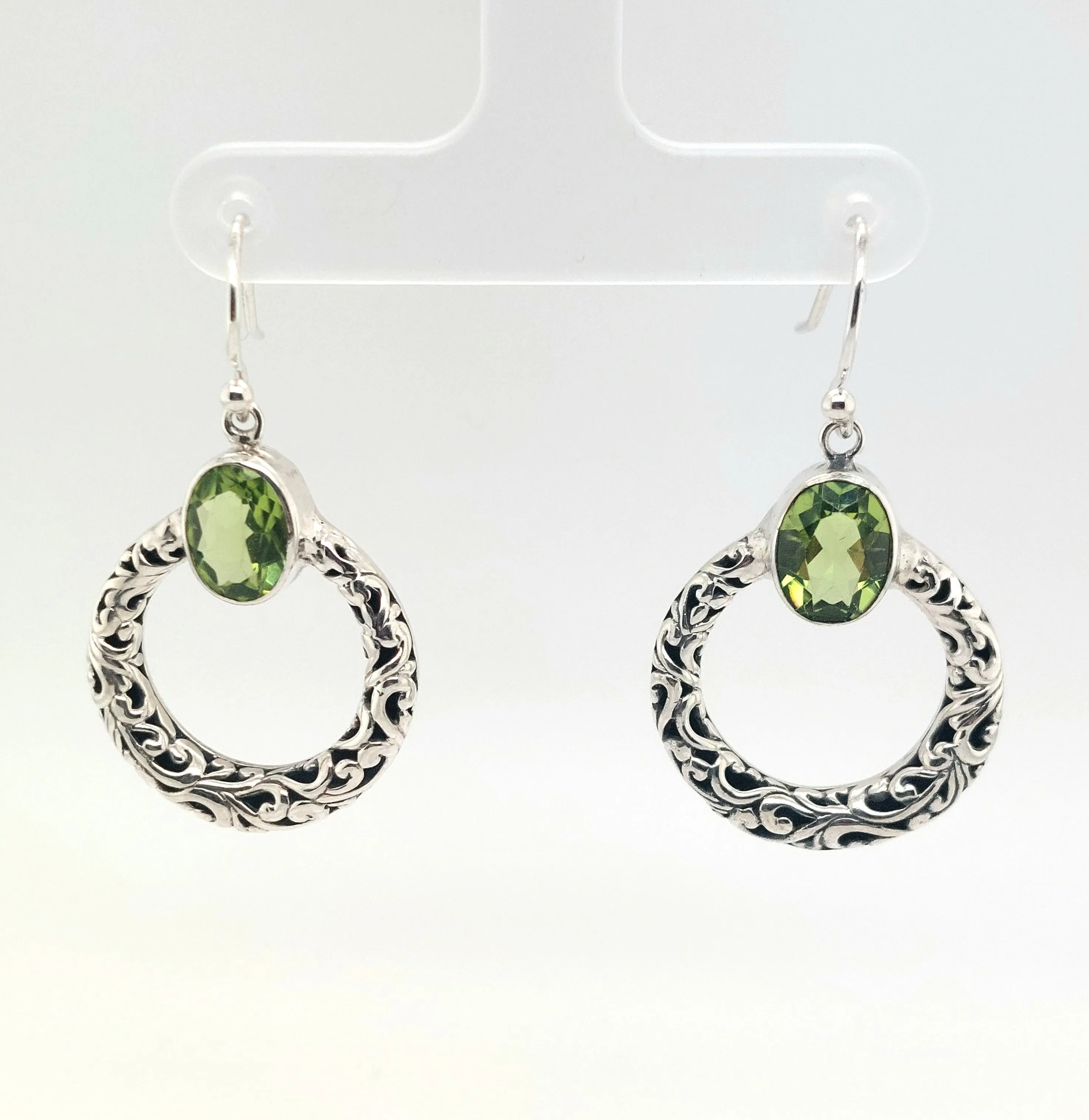 Sterling Silver Peridot "Sacred Circle Earrings"