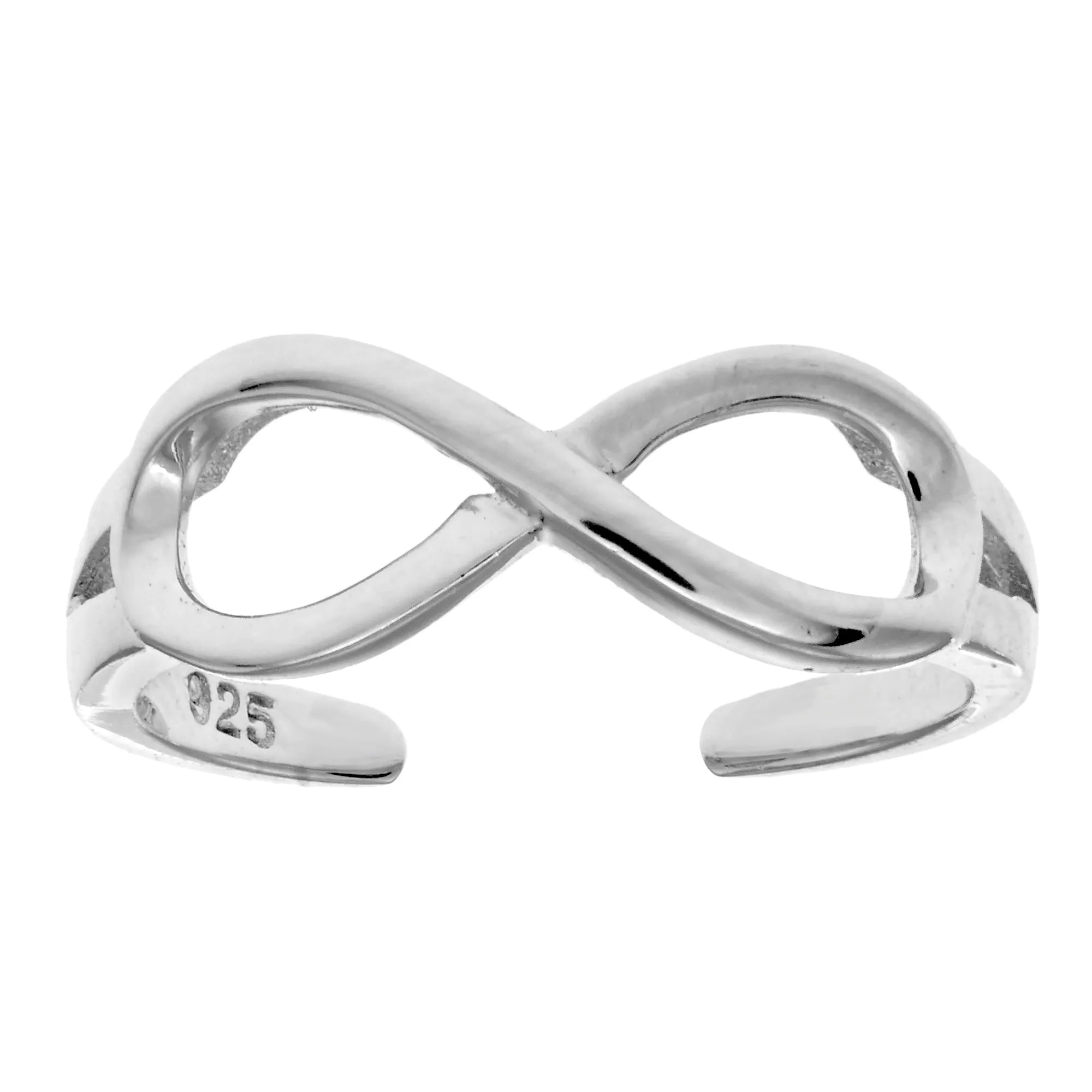 Sterling Silver Shinny Infinity Cuff Style Adjustable Toe Ring