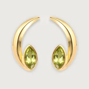 Surf Moon Earrings with Peridot