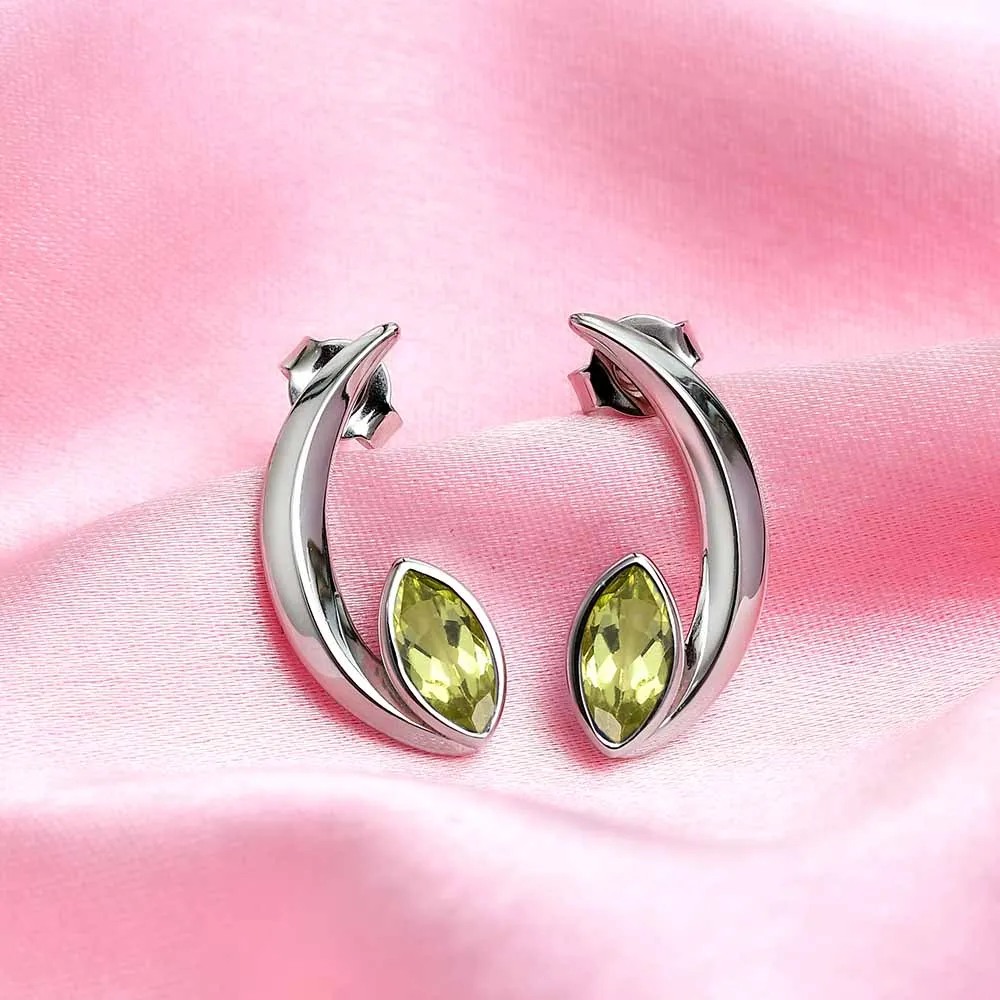 Surf Moon Earrings with Peridot