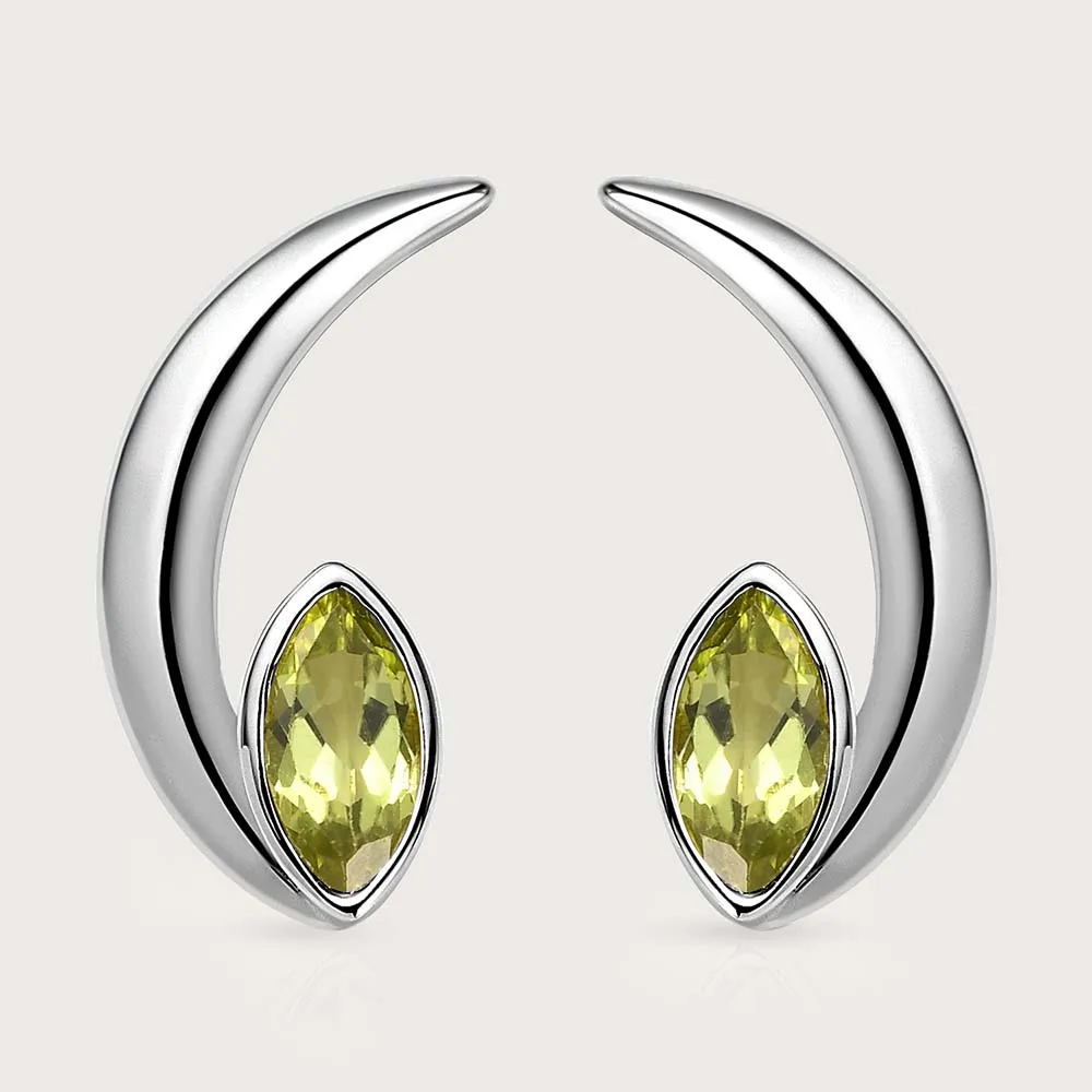 Surf Moon Earrings with Peridot