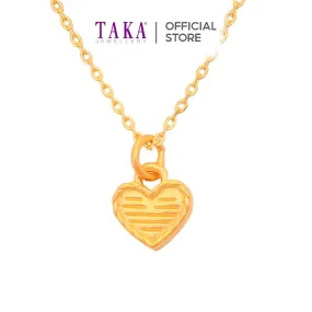 TAKA Jewellery 999 Pure Gold Heart Pendant with 9K Gold Chain