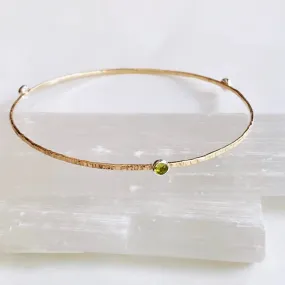 Textured peridot bangle -14kt gf