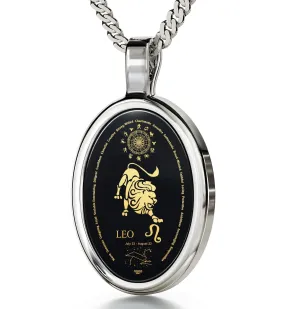 The World of Leo, 14k White Gold Necklace, Onyx