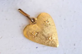 Vintage 1960s Pendant, Heart in Gold Tone Metal Necklace