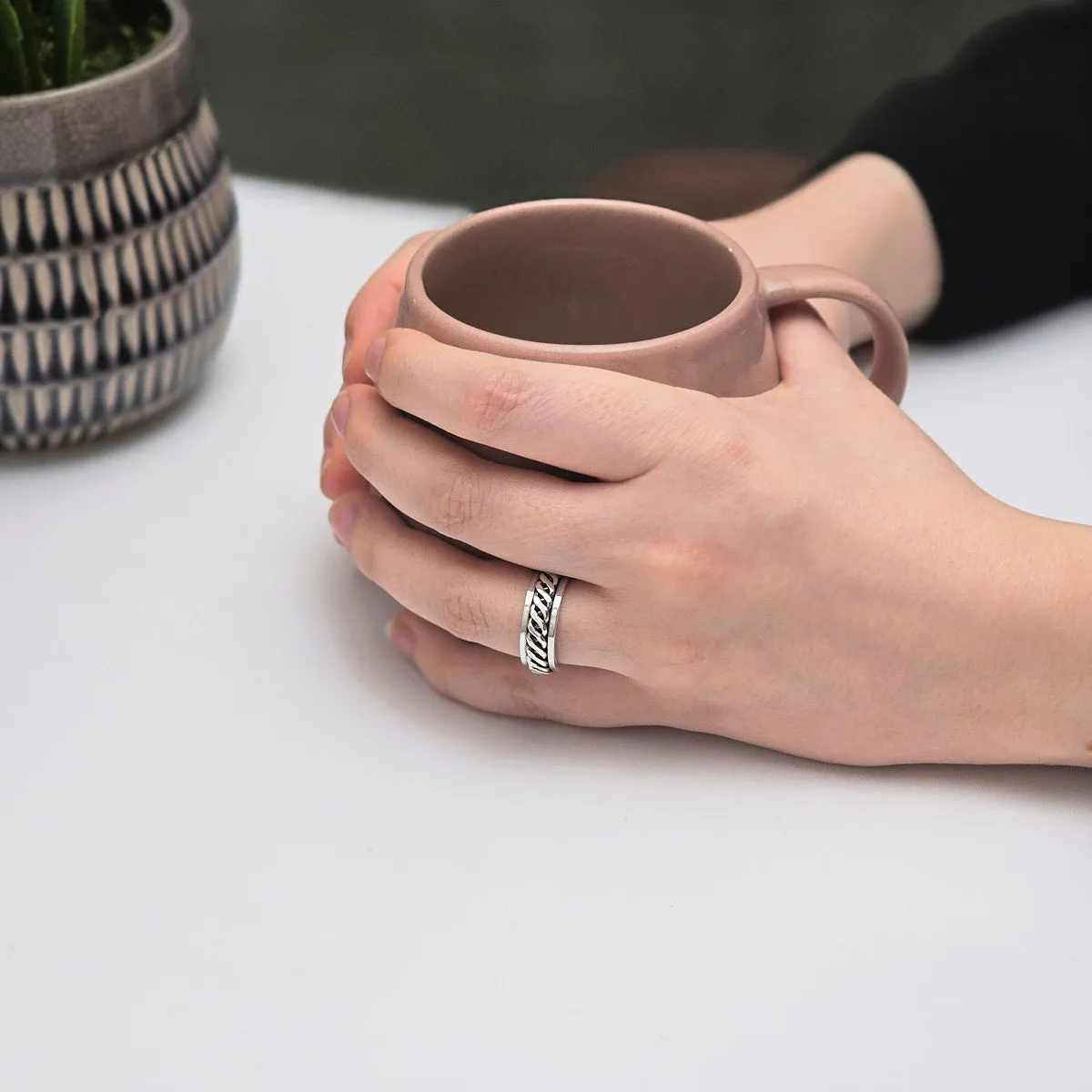 Womens Mens Sterling Silver Celtic Knots Spinning Ring, 6mm Thumb Ring