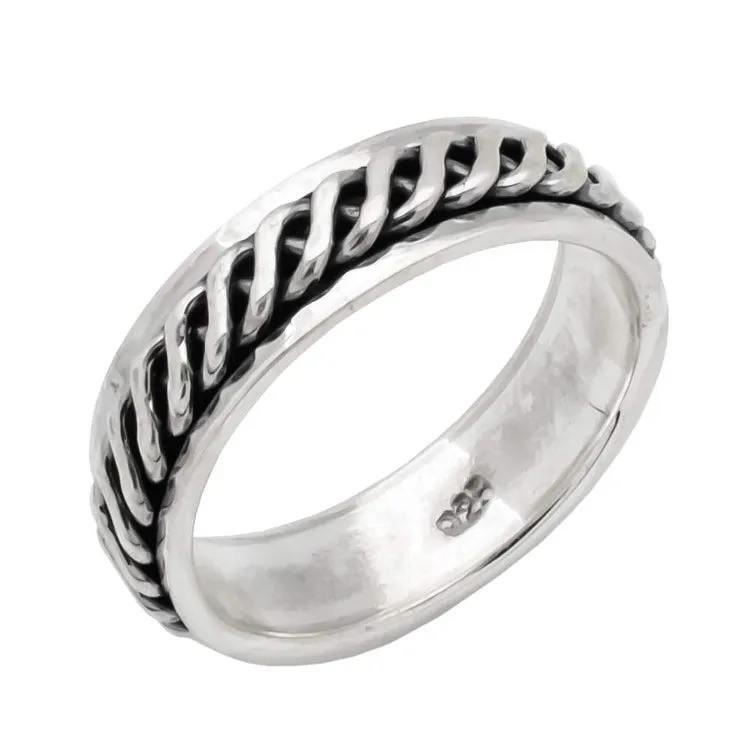 Womens Mens Sterling Silver Celtic Knots Spinning Ring, 6mm Thumb Ring